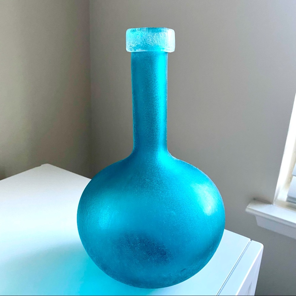 SOLD - New West Elm Turquoise Glass Vase